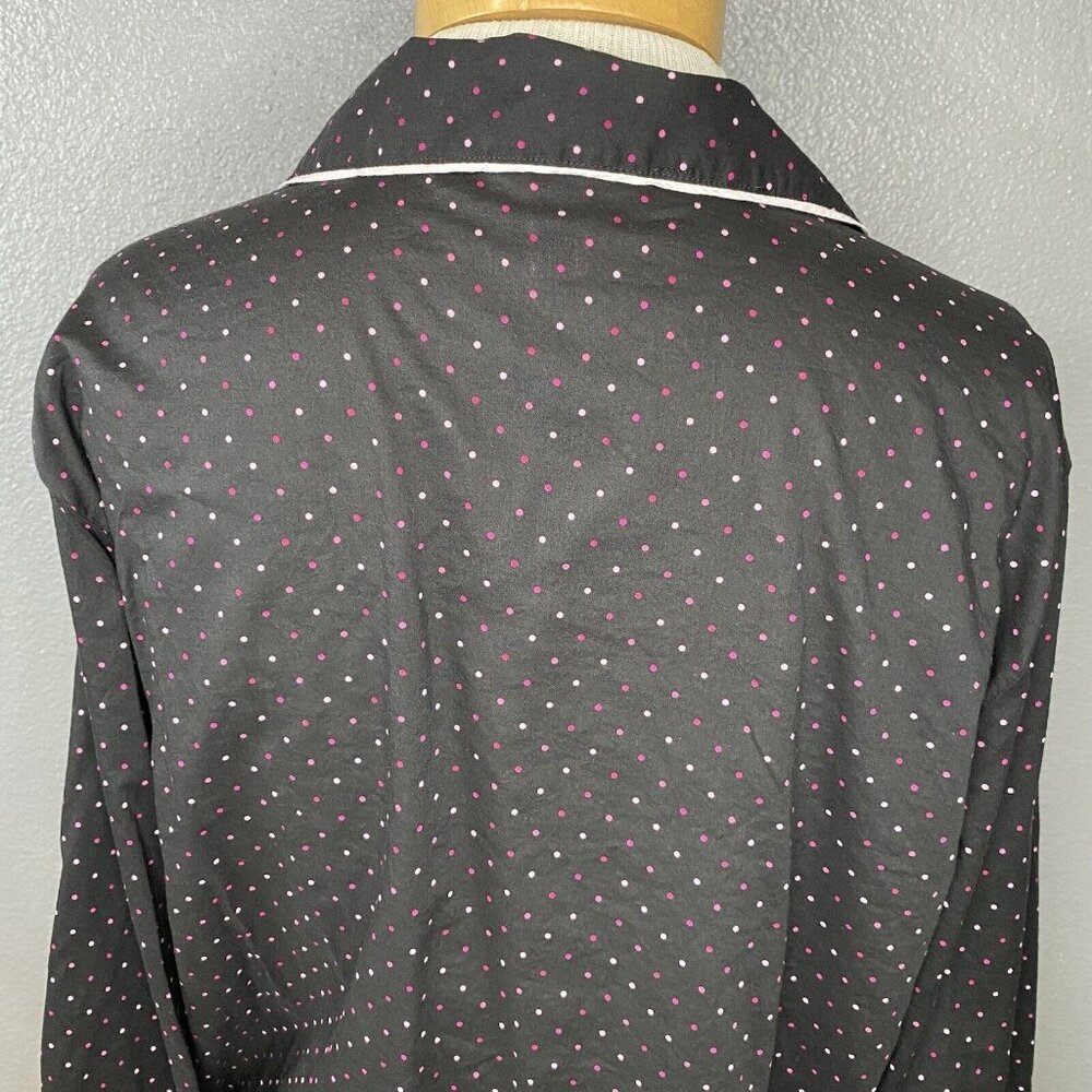 Victoria's Secret Pajama Top Women's Size‎ Medium Black Polka Dot Long Sleeve - Picture 5 of 7